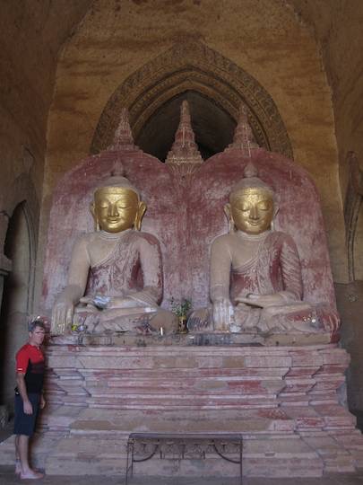An unusual scene of twin buddhas.  Apparently only scene in Bagan.